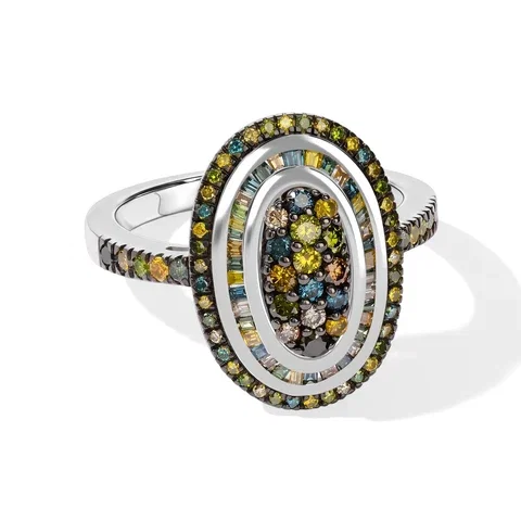Champagner & Grüner Diamant Ring