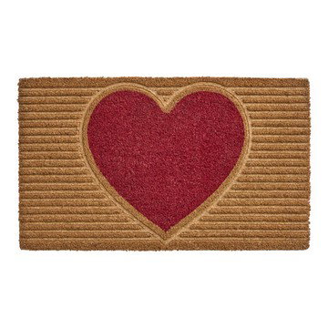 Natural Embossed Heart Coir Doormat