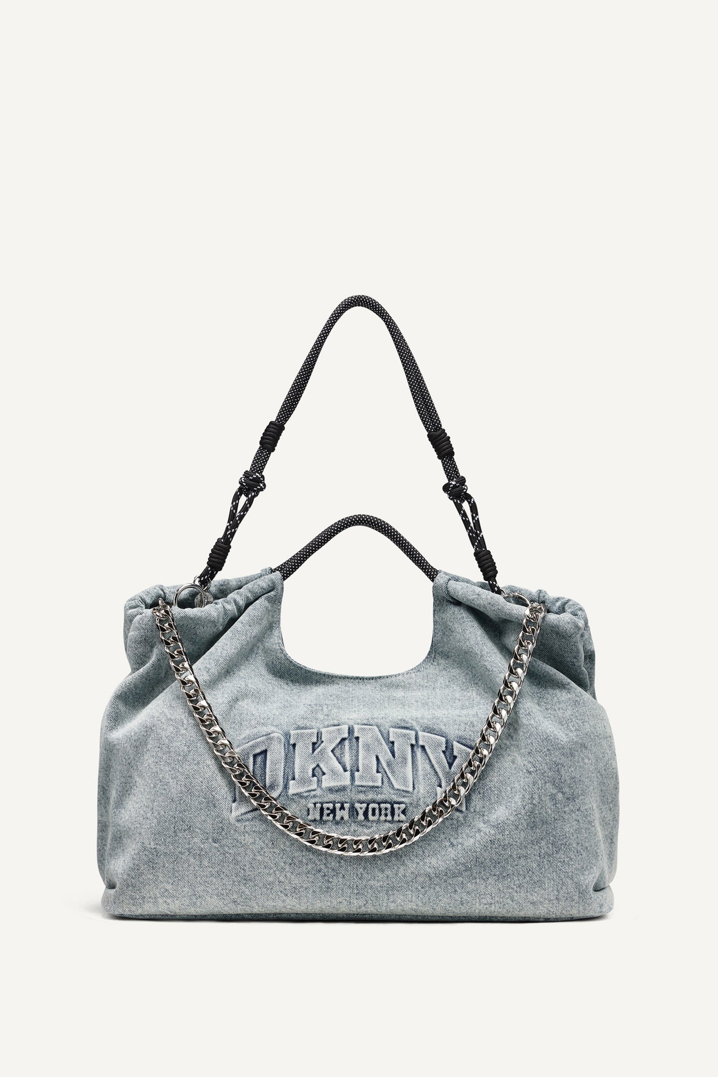 Image of MABEL DENIM LARGE LOGO TOTE
