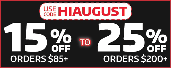 15% Off Over $85, 20% Off Over $125, 25% Off Over $200!