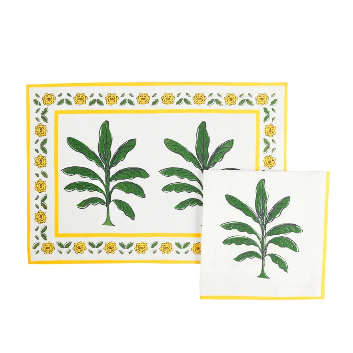 Image of Set of Four Placemat & Napkin Palms