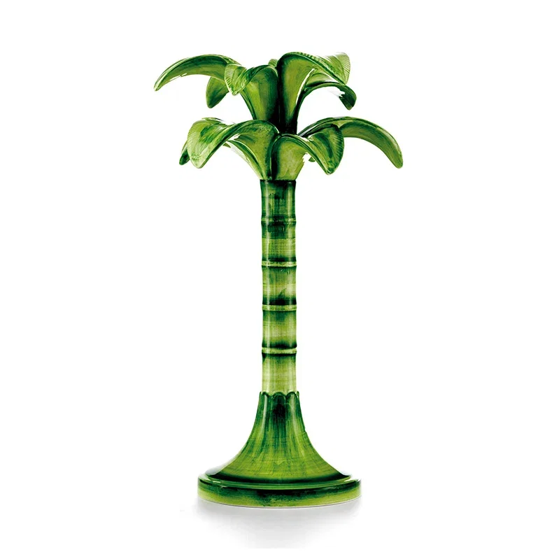 Image of Palm Candlestick Holder Large Green