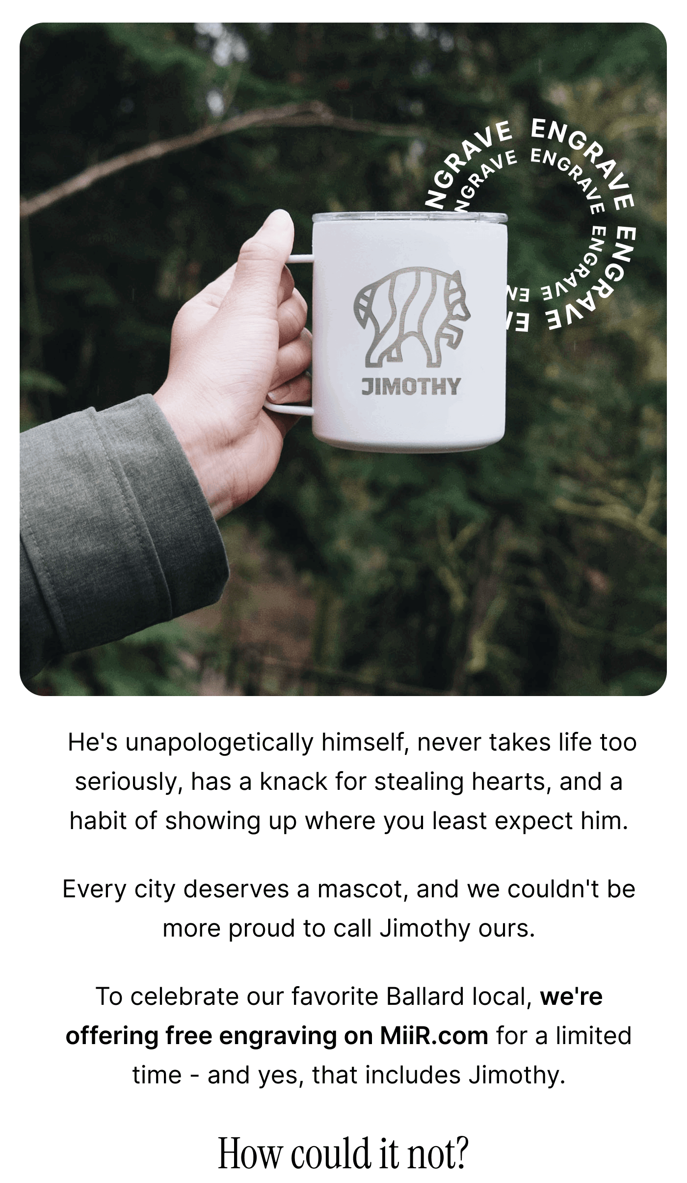 We're offering free engraving on MiiR.com for a limited time