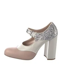 Leather Glitter Accents Pumps
