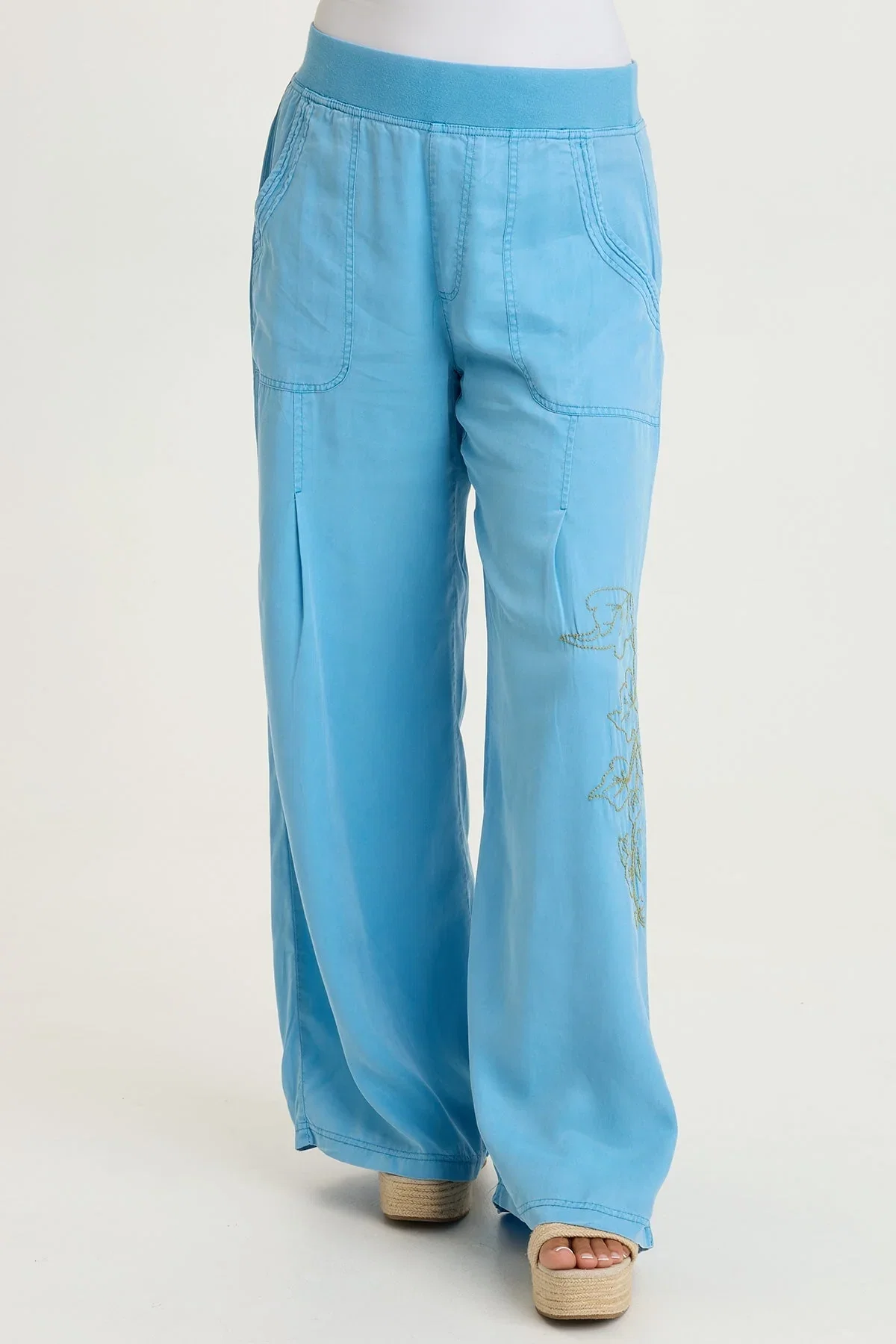 Image of Embroidered Dacia Twill Pleated Pant