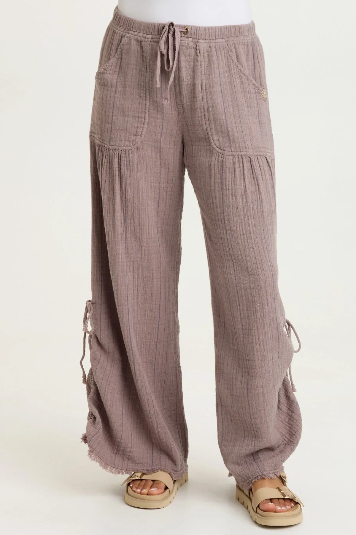 Image of Muriel Stripe Gauze Wide-Leg Pant