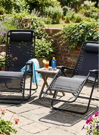 2 Piece Padded Zero Gravity Chair Set - Black