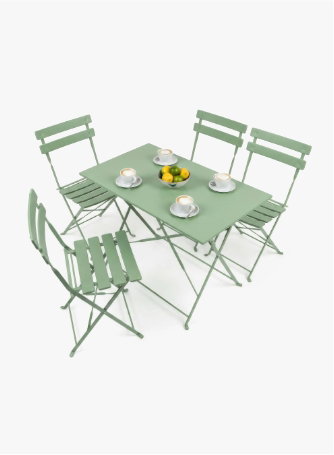 5 Piece Sussex Folding Patio Bistro Set - Sage Green