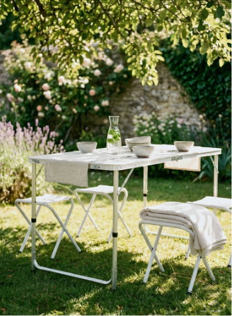 5 Piece Height Adjustable Folding Picnic Table & Chairs Set