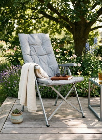 High Back Padded Reclining Camping Chair - Grey