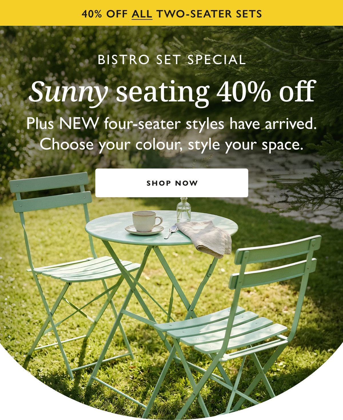 Bistro Set Special: 40% off ALL two-seater sets