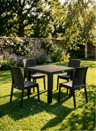 5 piece Noble Square Rattan Garden Furniture Set Set - 90cm x 90cm - Anthracite