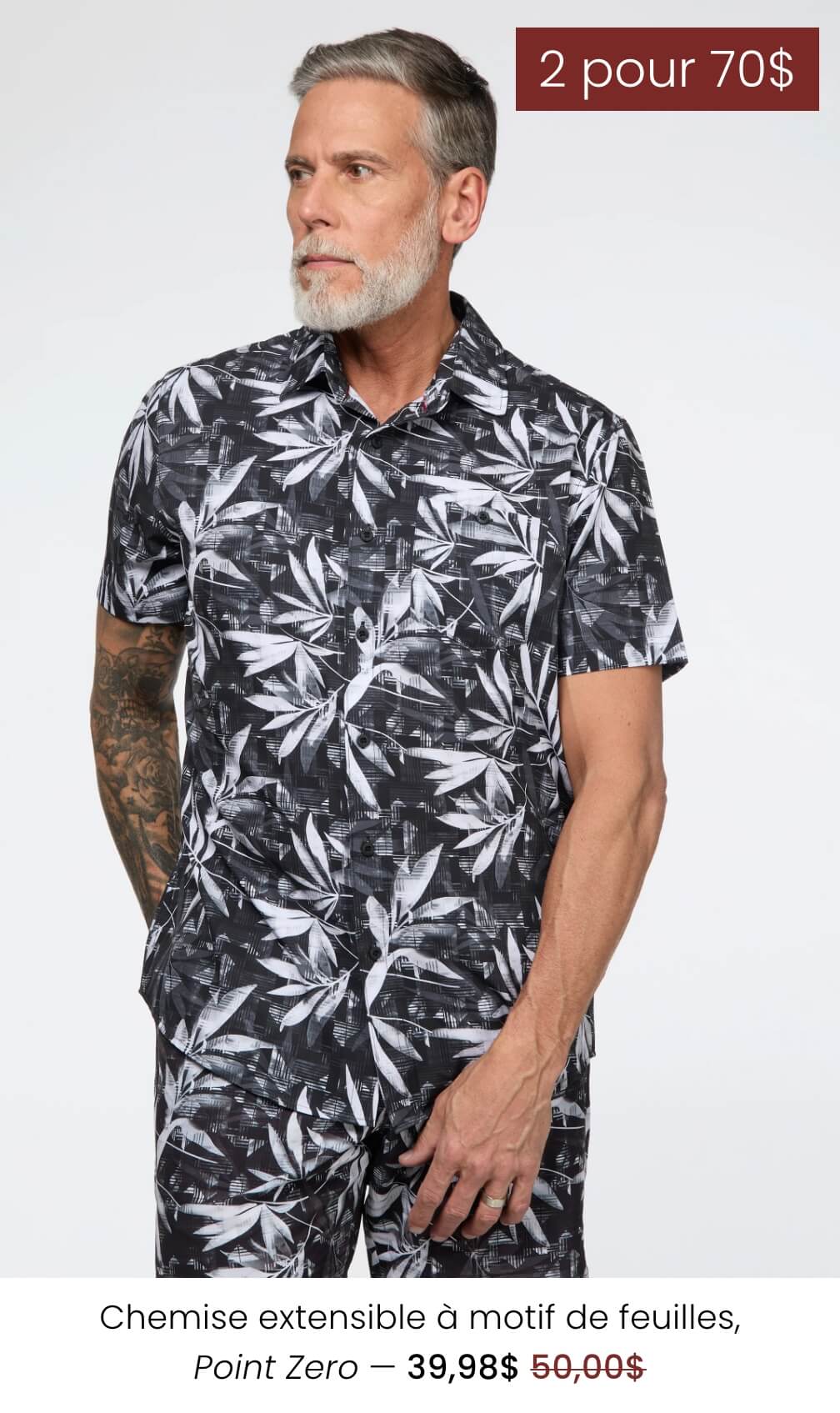 Chemise extensible à motif de feuilles