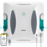 FMART W6 Window Cleaning Robot, 3800Pa Powerful Suction, Dual Ultrasonic Water Spray, AI SLAM Navigation, App & 2.4G Remote Control, UPS Backup, for Indoor & High-Rise Frameless Windows
