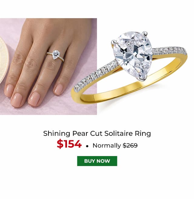 Shining Pear Cut Solitaire Ring Gold Clad
