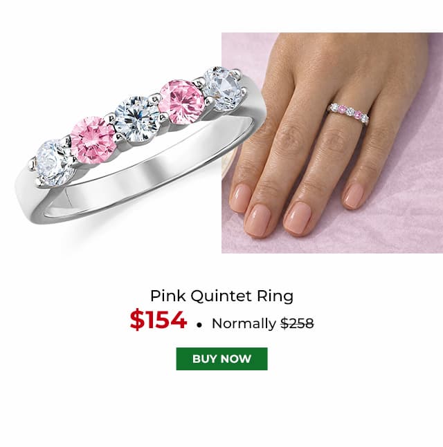 Pink Quintet Ring Platinum Clad
