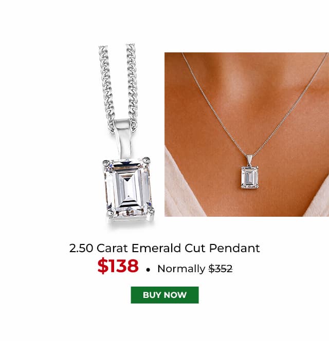 2 50 Carat Emerald Cut Pendant Platinum Clad