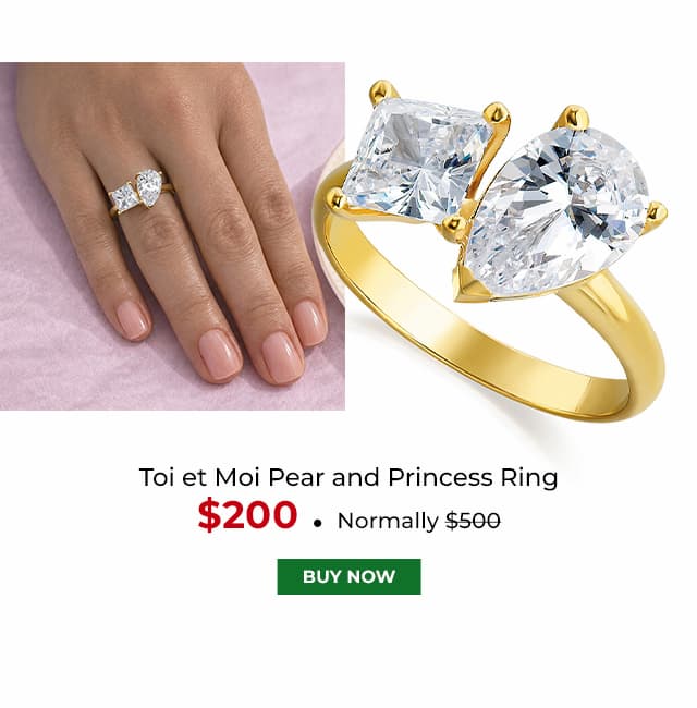 Toi et Moi Pear and Princess Ring Gold Clad