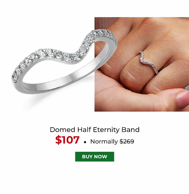 Domed Half Eternity Band Platinum Clad