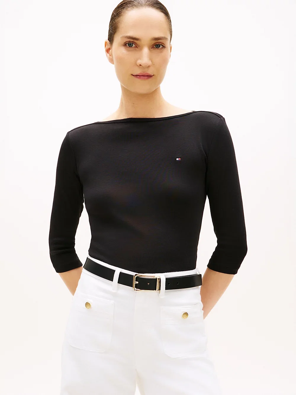 Slim Fit T-Shirt Mit Dreiviertel Ärmel