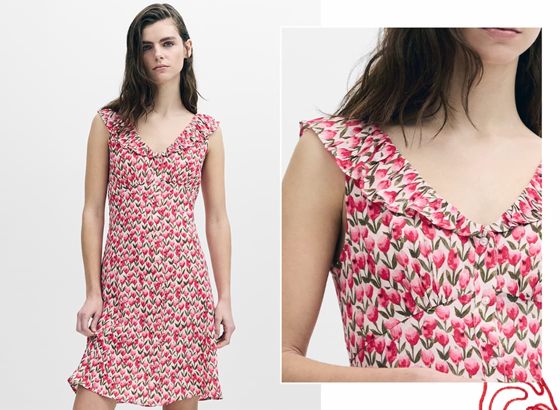 Tula Eco Floral Frill V-Neck Tea Dress