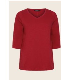 EVANS Curve Red Cotton T-Shirt