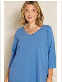 EVANS Curve Cobalt Blue V-Neck Cotton T-Shirt