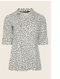 EVANS Curve Cream Print Cotton Henley Top