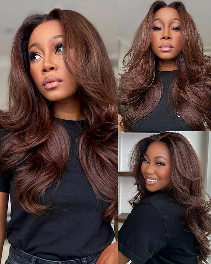 Arabella Zerowear™ 13x6 Invisible HD Lace Chocolate Brown Glueless Wig Body Wave With Drawstring 100% Human Hair Wig