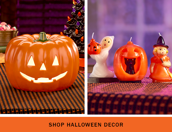 Shop Halloween Decor. Lighted Halloween Jack-o'-Lantern Ceramic Decoration, Halloween Candle Trio