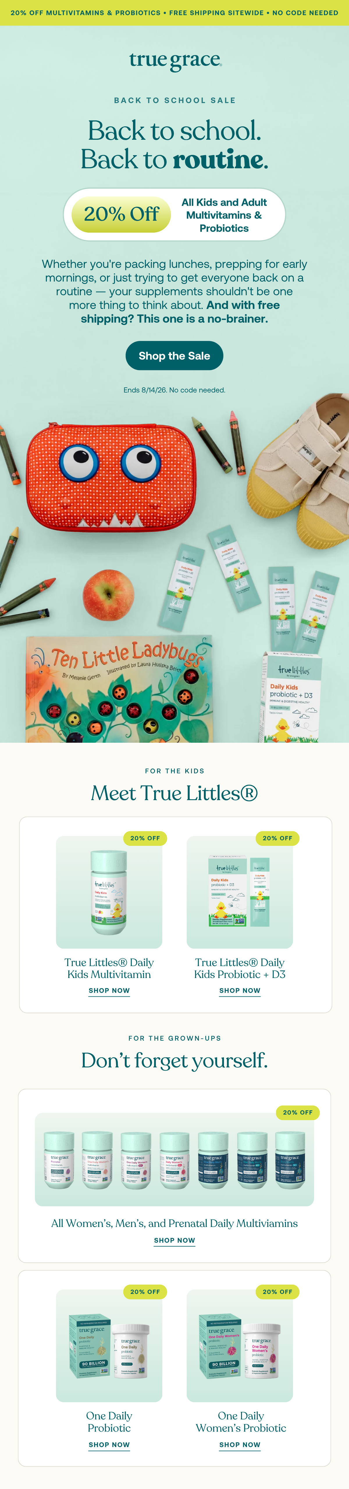20% Off Kids and Adult Multivitamins and Probiotics