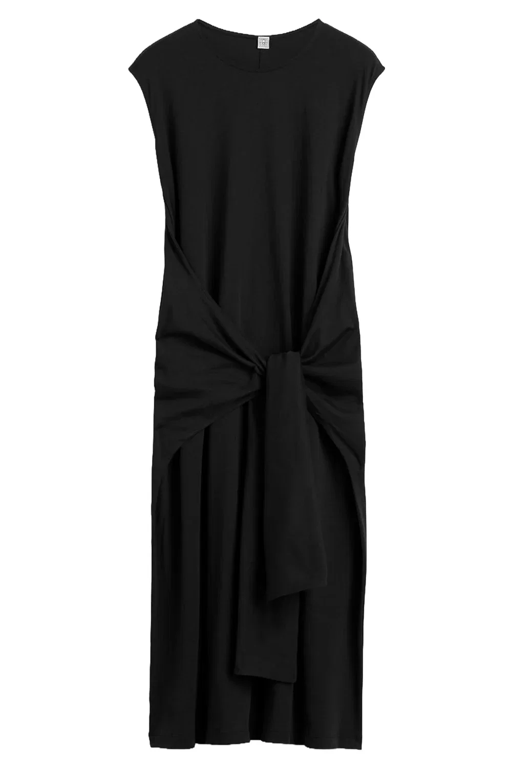 Image of tie-waist dress - black