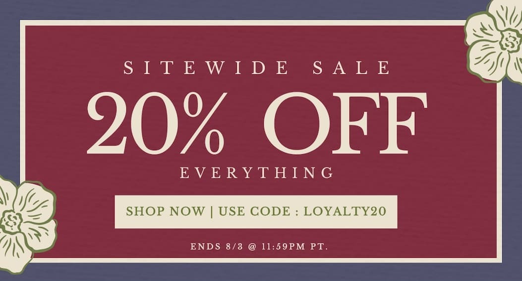 20% off sitewide with code LOYALTY20. Sale ends 8/3 11:59 PM PT.