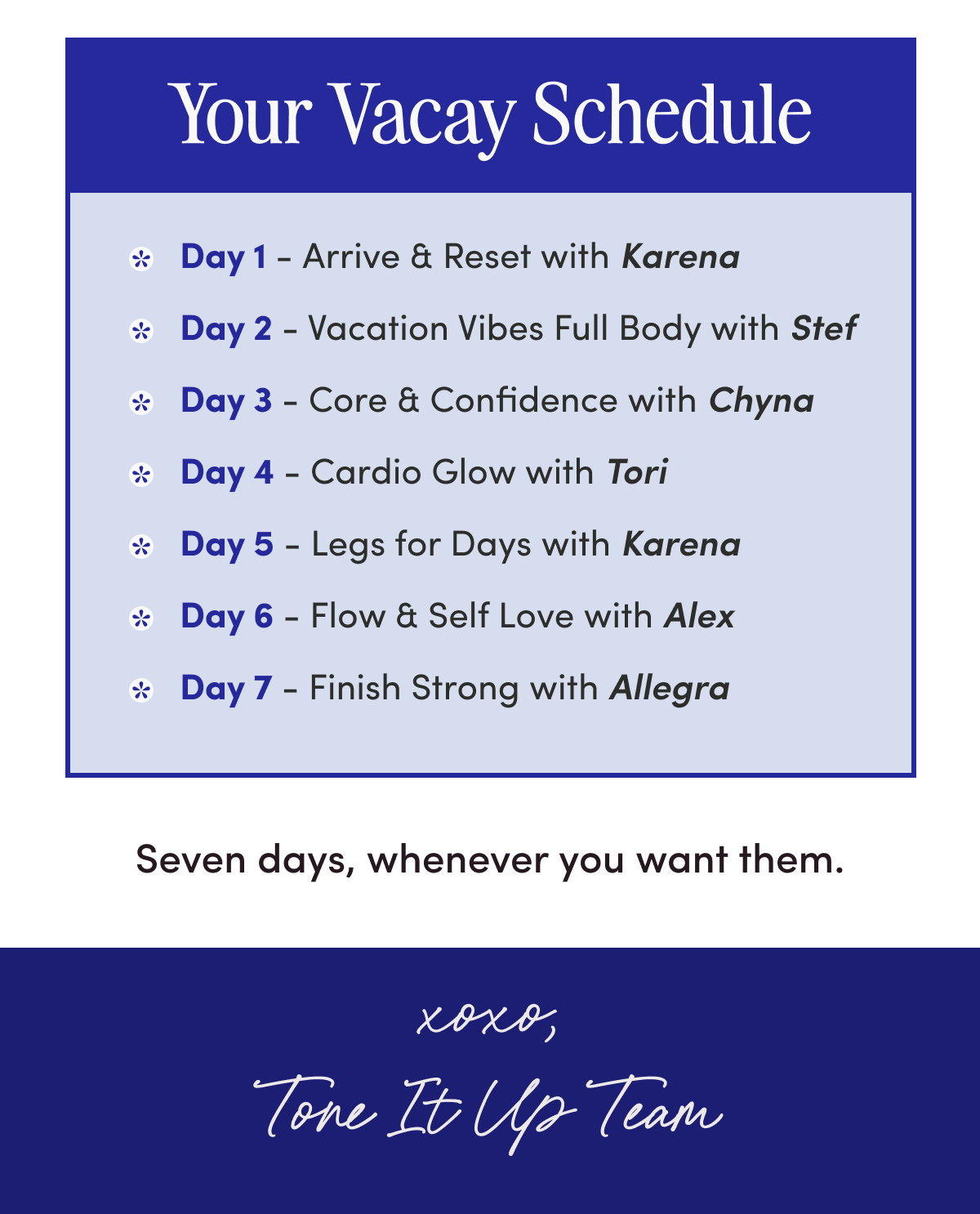 Your Vacay Schedule