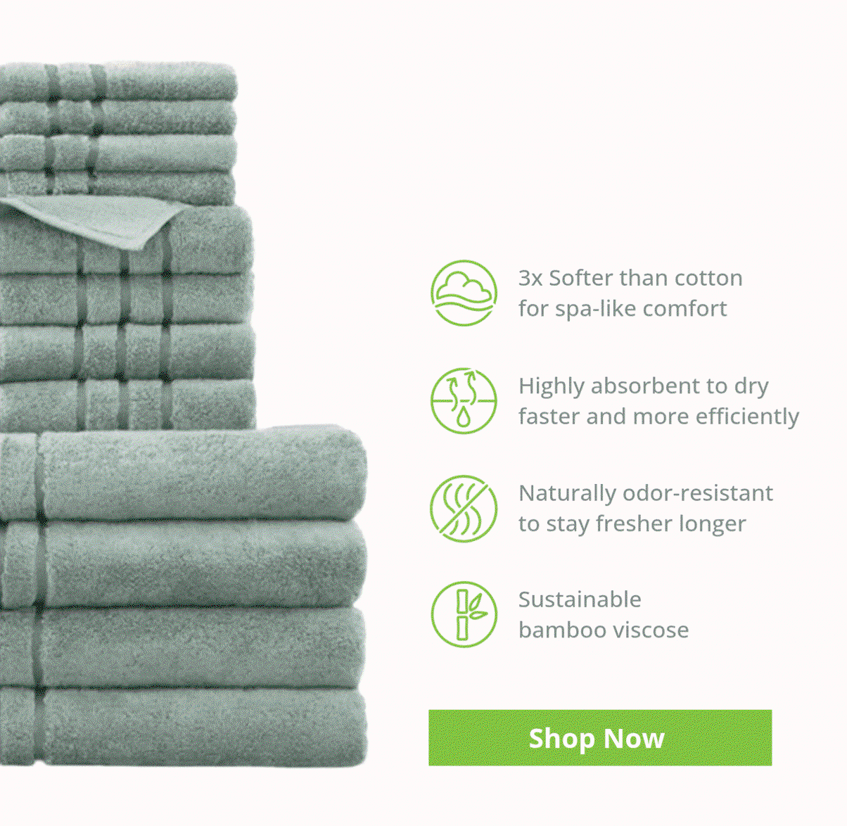 3x softer than cotton... Highly absorbent... Naturally odor-resistant.
