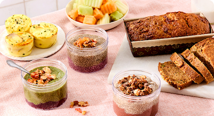 Morning — quick breakfasts, fruit, yogurt, and grab-and-go drinks