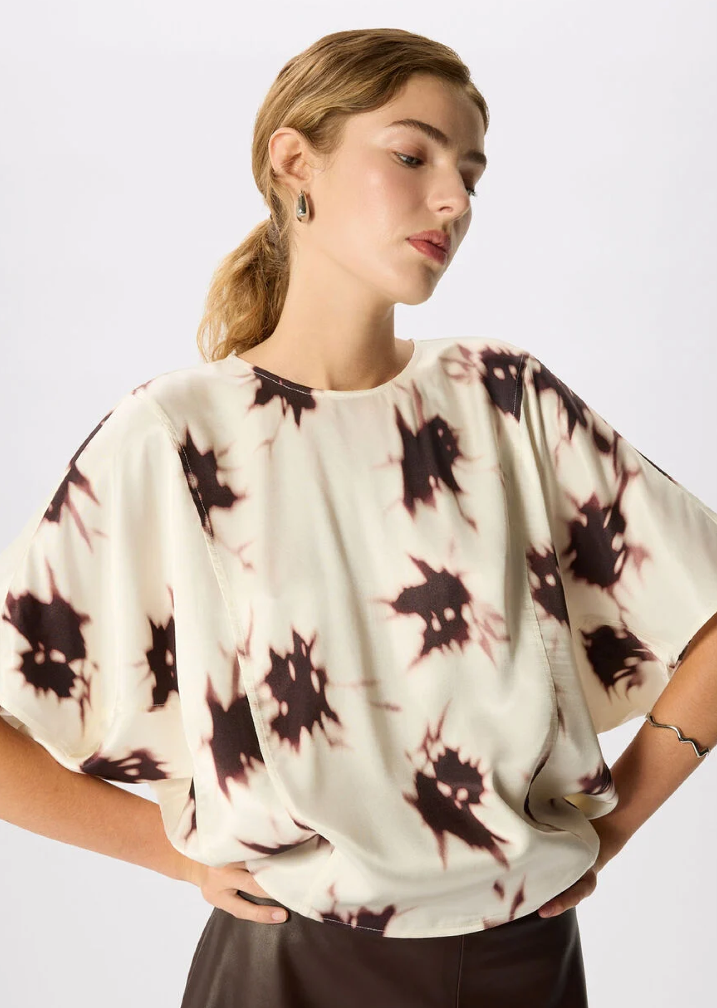 Ivory Shadow Floral Viscose Blouse