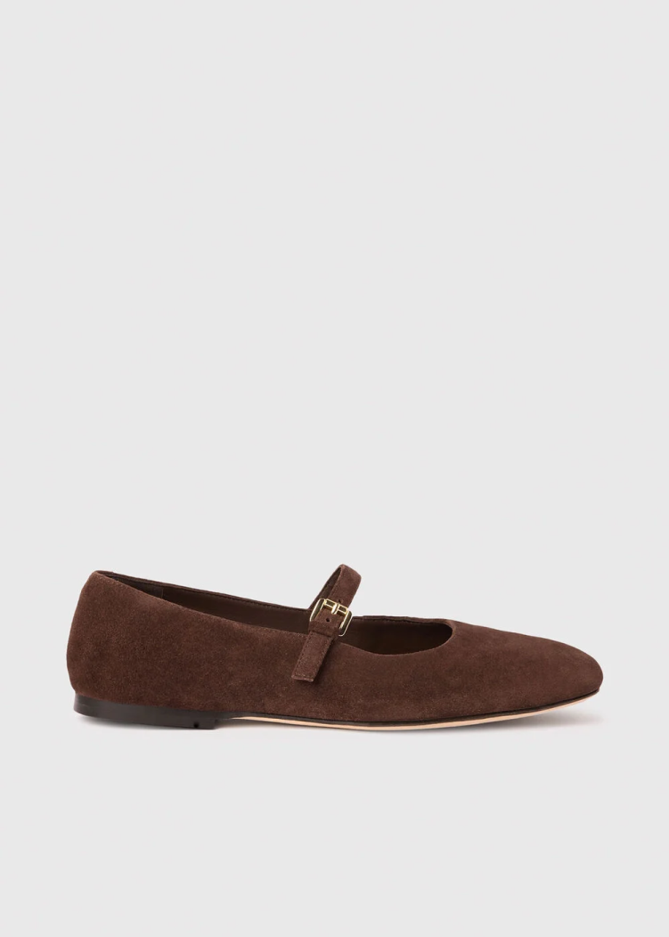 Chocolate Suede Mary Jane Ballet Pump
