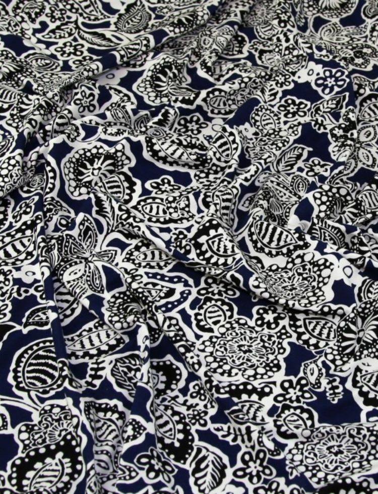 Deadstock Viscose Jersey Stretch Knit Fabric Navy