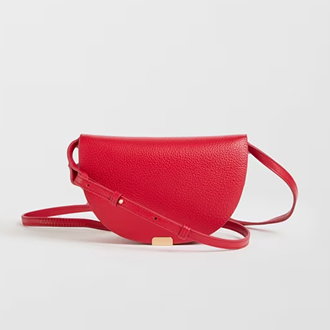 Genuine leather mini saddle crossbody bag