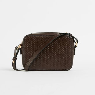 Embossed weave camera crossbody bag