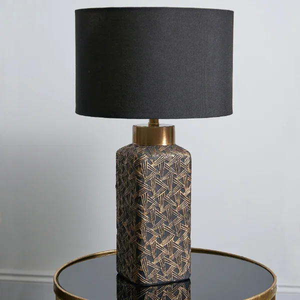 Image of Denisa Black & Gold Ceramic Table Lamp