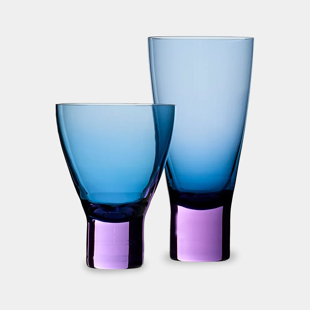 Blue and lilac Murano glasses