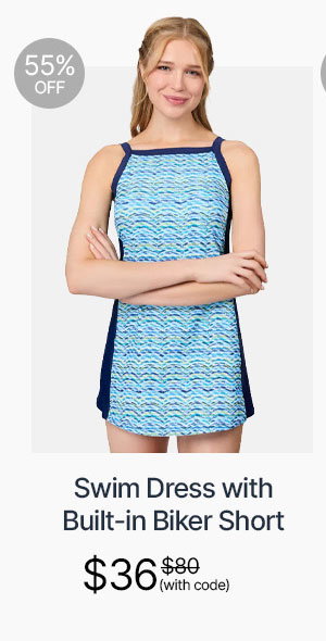 women's swim dress with built-in biker short