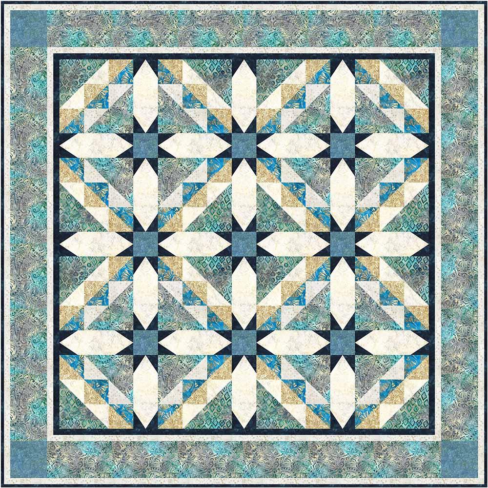 Image of Femme Fatale - Ocean Mist - Tourmaline & Thyme - Fanfare - Banyan Batiks by Northcott - Quilt Kit