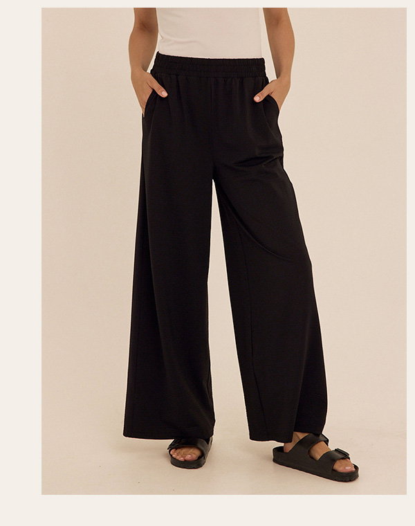 Phaedra Stretch Seersucker Wide Leg Pant