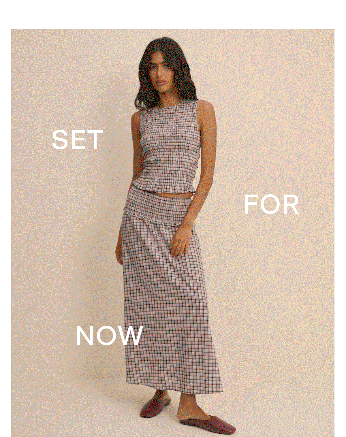 Black and Blue Check Shirred Ronda Skirt