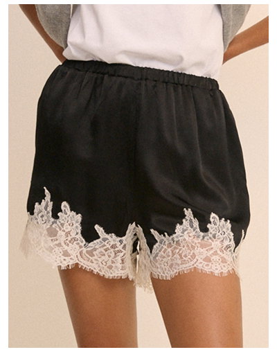 Black and White Lace Trim Virgo Shorts