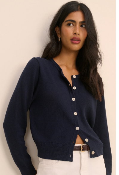 Navy Crew Neck Cardigan