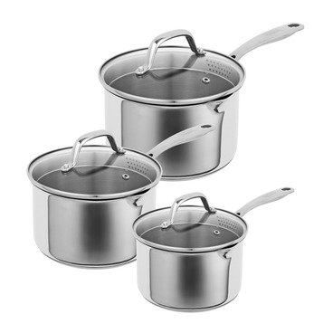 Allround Plus 3pc saucepan set with draining lids